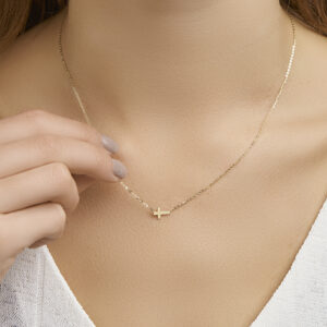 Collier blauw zirkonia 40 + 4 cm